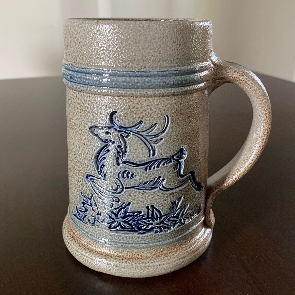 Rowe Pottery Works Salt Glazed Reindeer Mug